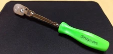 Snap-on THLFD72 Green 1/4" Drive Hard Grip Long Flex-Head Ratchet Tool [Used]