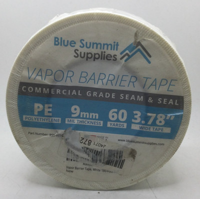 Blue Summit Supplies Vapor Barrier Tape, Commercial Grade Seam & Seal, White
