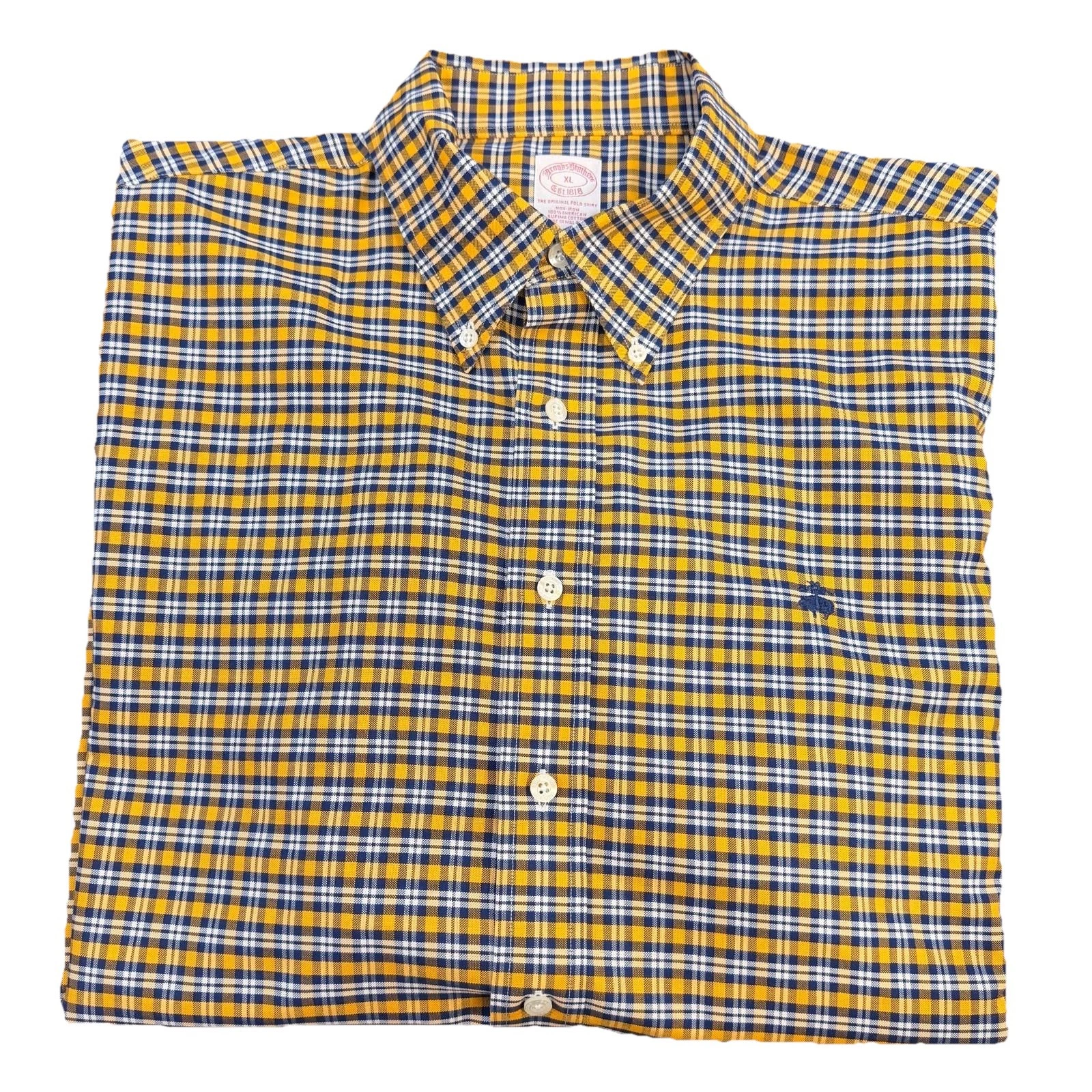 Brooks Brothers Men Sz XL The Original Polo Shirt Plaid Supima Stretch no iron