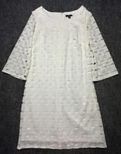 R&K Dress Womens 6 Ivory Lace Sheath 3/4 Sleeve Lined Stretch Party Wedding