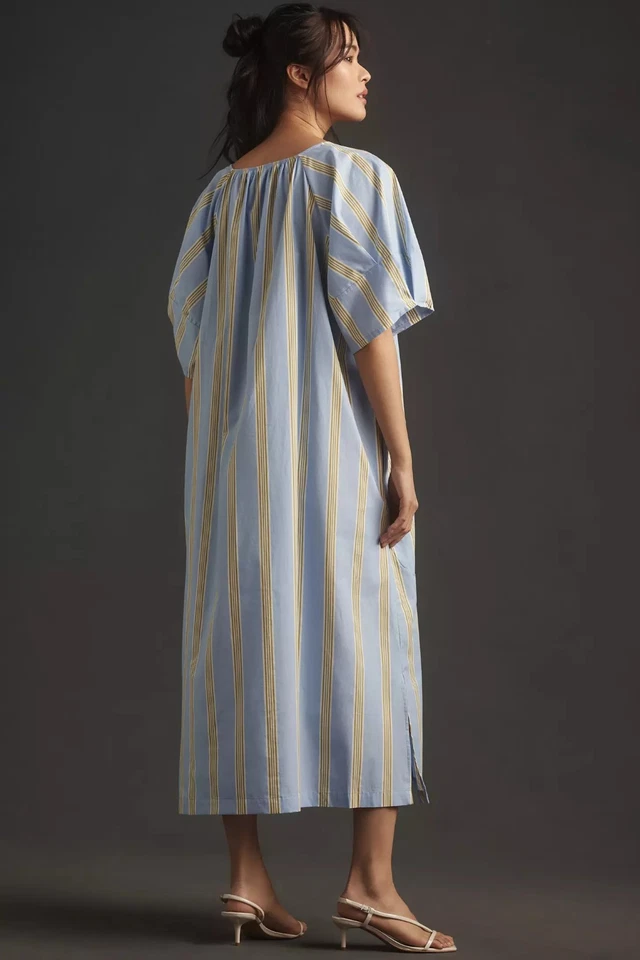 Vestido midi Anthropologie Maeve manga corta cruzado cuello en V mediano usado 1 vez Foto 2 de 4