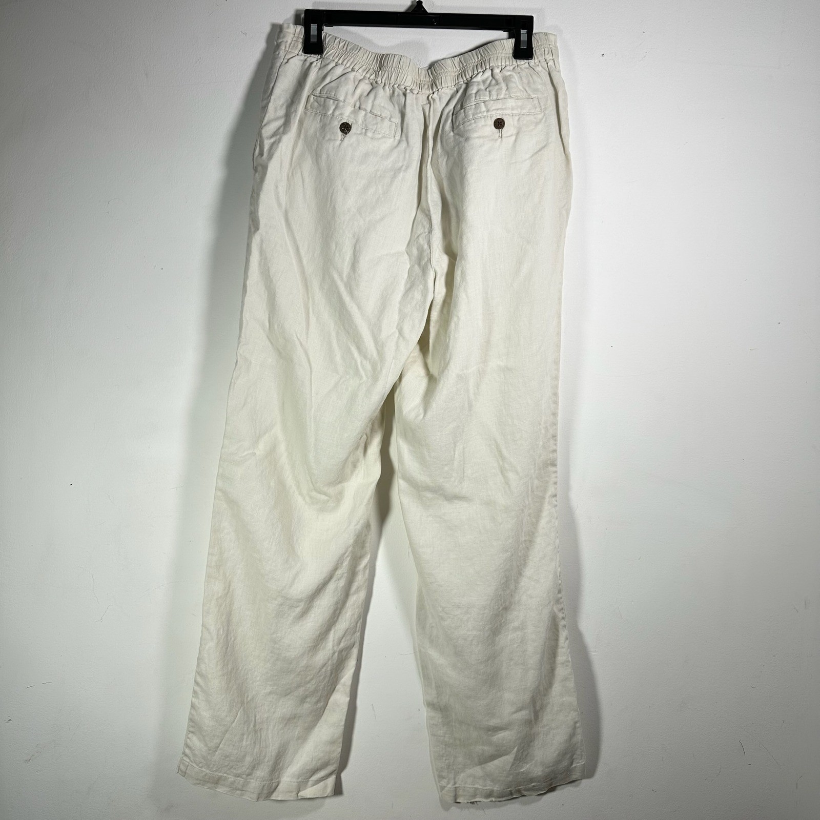 Caribbean Joe Mens Linen Pants Off White Drawstring Elastic Waist Size M 32x30 thumbnail 2