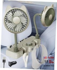 Dual 360 Hose Battery Powered Fan for Car Back Seat, Green Cute Battery Car Fan