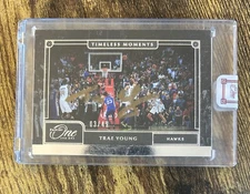 2020-21 Panini One And One Trae Young Timeless Moments Gold Ink Auto /49 Hawks