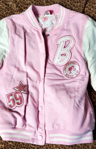 2024 MATTEL Barbie GIRLS Varsity Jacket Bomber Limited Edition Size 10/12 - Picture 2 of 7