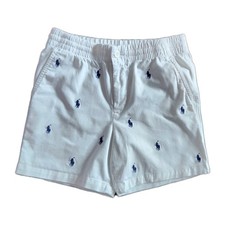 Polo Ralph Lauren Kids White All Over Navy Pony Embroidered Mini Shorts Size 12
