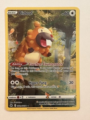 Pokémon TCG Bidoof GG29/GG70 Crown Zenith Galarian Gallery Full Art Holo