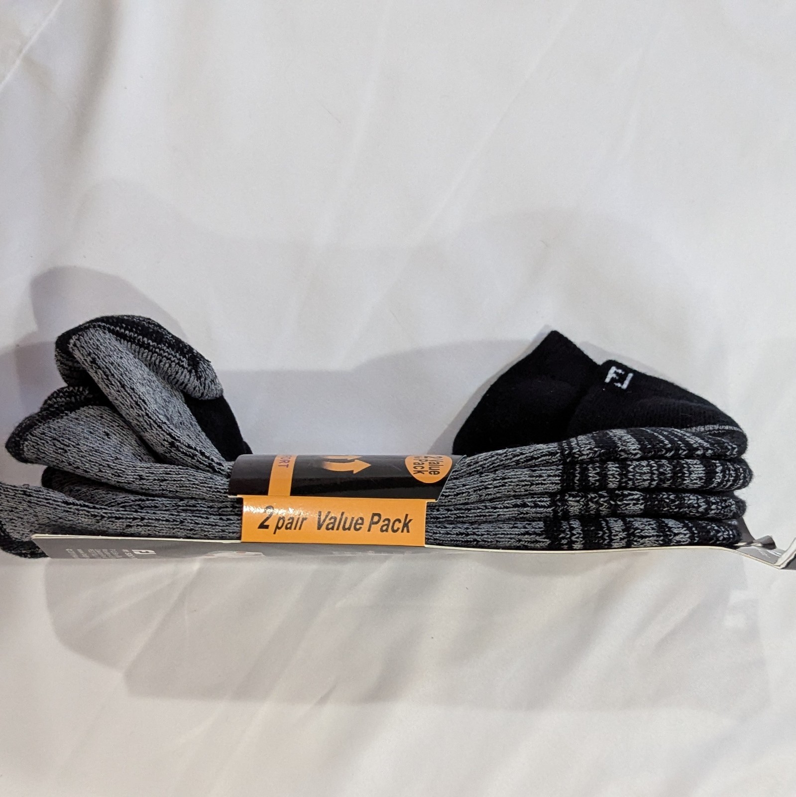 FootJoy ProDry Men&rsquo;s Golf Ankle Socks 2 PACK Value Pack Black Gray Size L 9-12.5