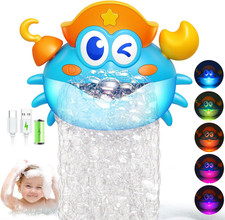 Bath Toys,Rechargeable Crab Baby Bath Toys Light up Bath Bubble Machine with Col