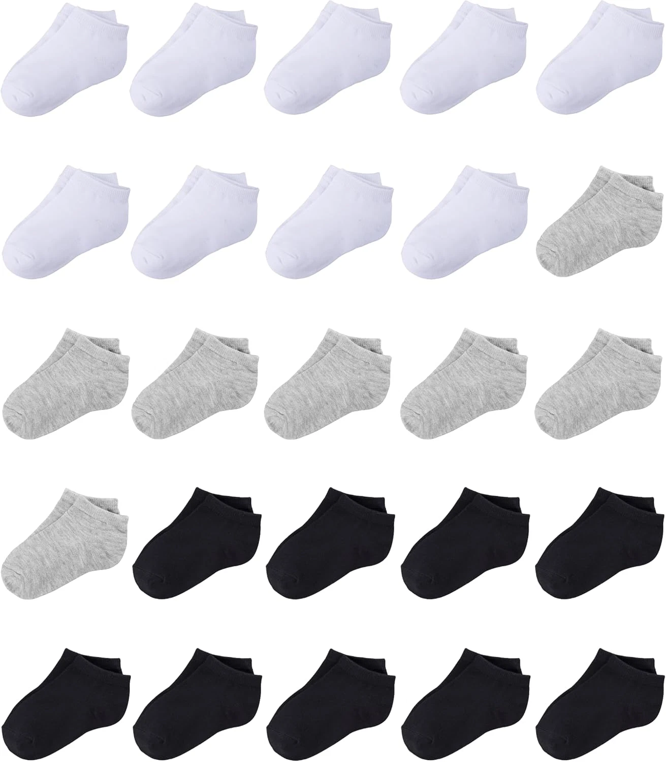 Toddler Socks, 25 Pairs Kids Baby Low Cut Half Cushion Ankle Socks for Toddler B