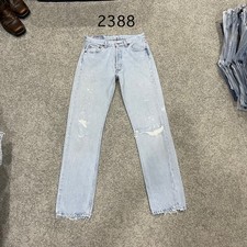 Vintage 90 USA Levi 501 Jeans Actual 29x31 Light Wash Blue Distressed