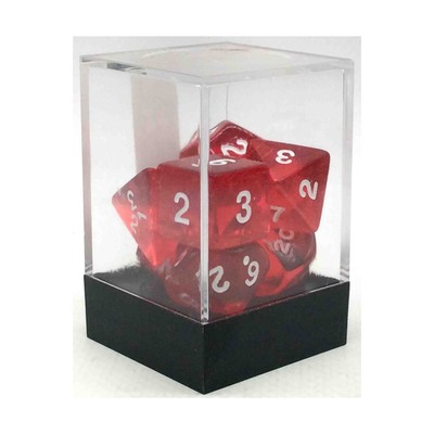 Koplow Translucent Dice Poly Set Red w/White (7) New