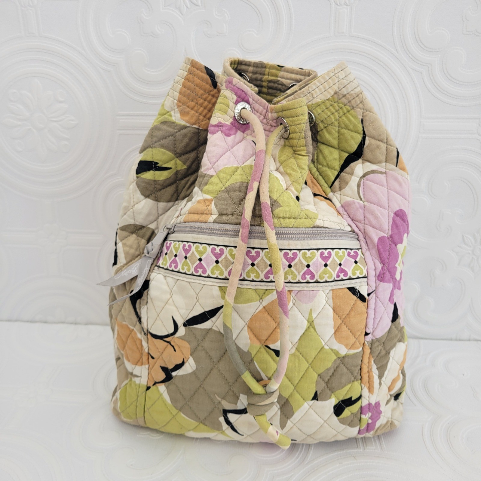 Vera Bradley Quilted Cotton Drawstring Backpack Portobello R