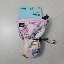 L-Bow Infant Ski Mittens Monsters Ski Lift Design Size 12-24 Months