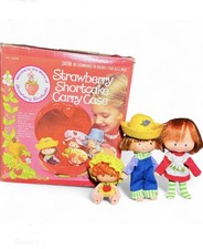 Vintage Strawberry Shortcake Big Berry Carry Case Kenner 1980 s With 3 Dolls Box