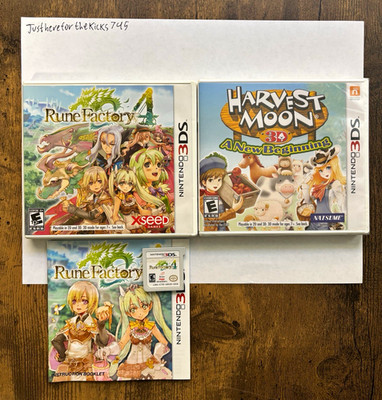 3DS 2 Game Lot Rune Factory 4 CIB Tested Harvest Moon A New Beginning Brand New