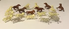 1960s Marx Alamo? Playset Plastic Horses 19 Saddled Various Poses CreamGreyBrown