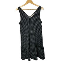 Ann Taylor LOFT Black Double V Flounce Dress Women's Size Medium NEW