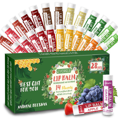 Yopela 28 Pack Natural Lip Balm Bulk with Vitamin E and Coconut Oil - Moisturizi