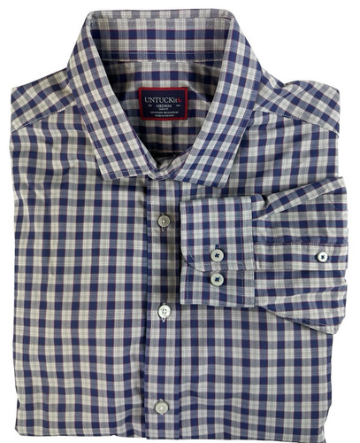 UNTUCKit Premium Stretch Gingham Plaid Slim-Fit Shirt Medium EGRIVIN Button-Up