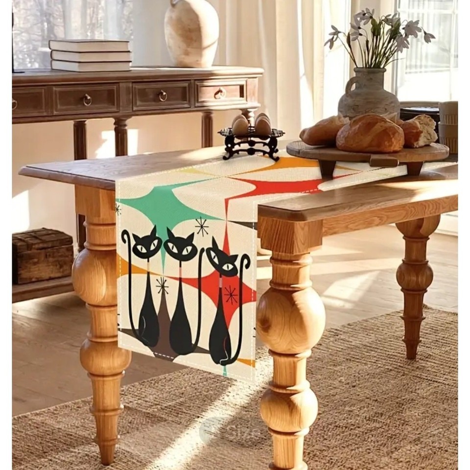 Moder Atom MCM Atomic Cats Table Runner 13