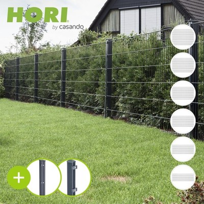 HORI Doppelstabmattenzaun Anthrazit Zaun inkl Pfosten Matten Set Gitterzaun Stab