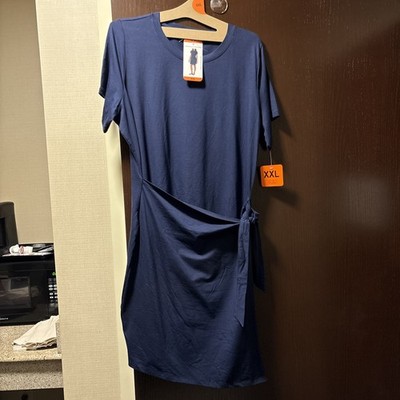 Threads 4 Thought NAVY Wrap Dress Short Sleeve, Size XXL, NWT!