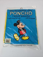 VTG NOS Disney World Mickey Mouse Yellow Rain Coat Poncho Adult One Size
