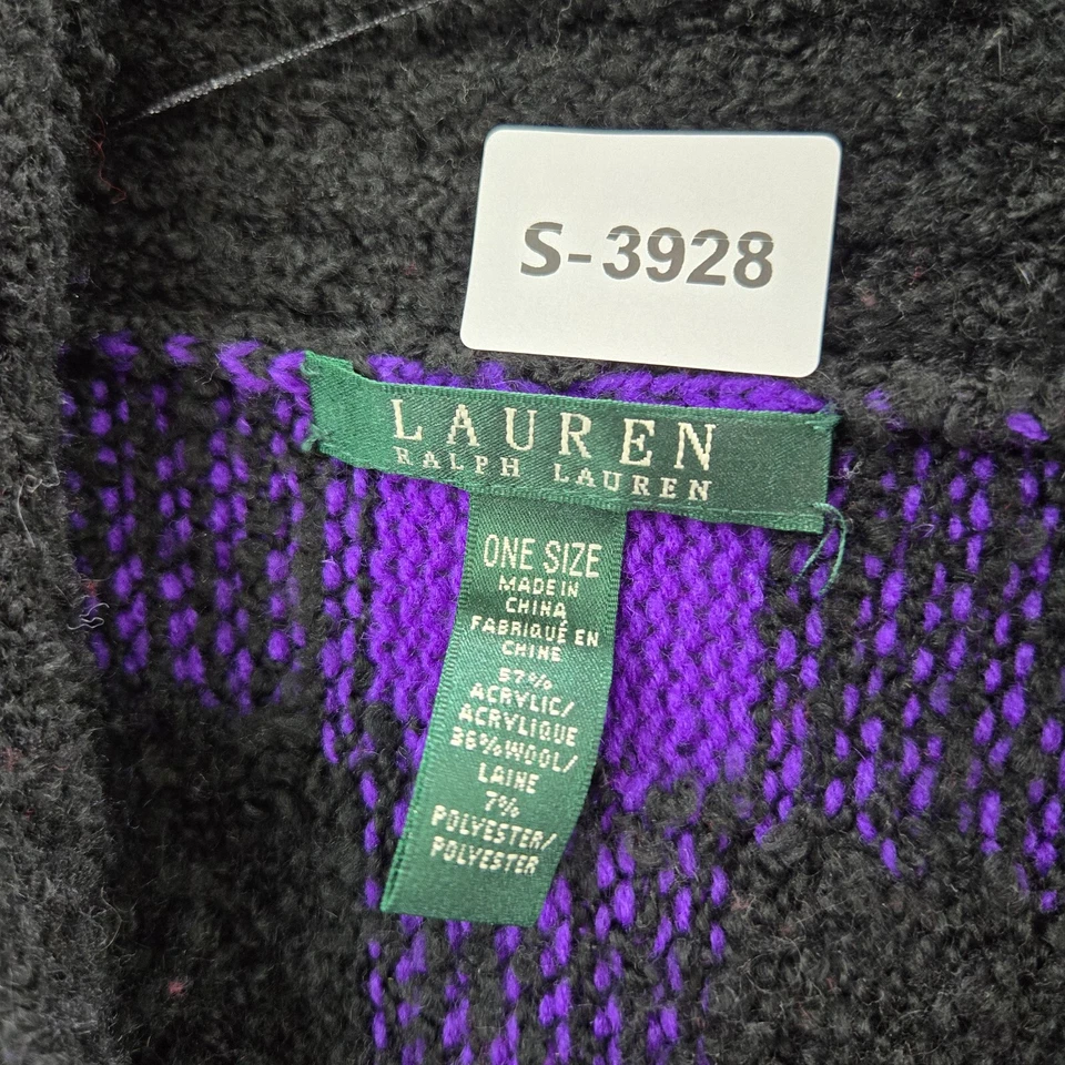 Suéter Lauren Ralph Lauren Mujer Talla Única Púrpura Búfalo Cuadros Chal Lana Foto 2 de 4