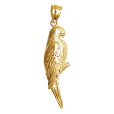 New 14k Yellow Gold Parrot Bird Pendant