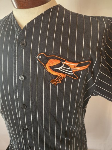 🚨🔥Vintage Chalk Line L Baltimore Orioles Black Pinstripe Jersey Starter Style! - Picture 3 of 4