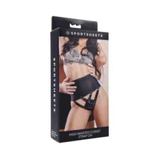 Sportsheets High Waisted Corset Strap-On Black - Snap-On Harness