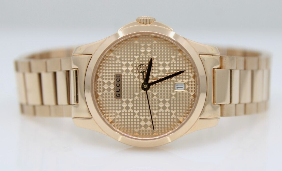 Gucci G Timeless 27mm Rose Gold Date Dial Rose Gold Colored Watch
