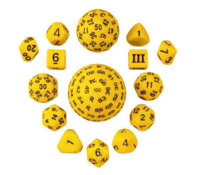 Yellow & Black Unusual 15 Dice Set - Poly RPG DnD Dungeons Dragons d20 AD&D