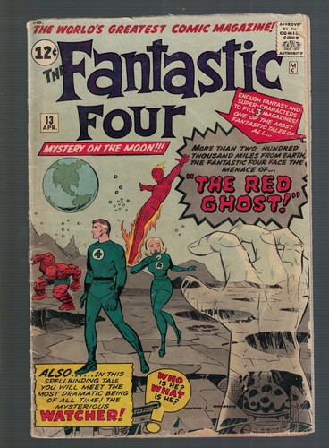 Marvel comics Fantastic Four 13 VG- 3.5 Red Ghost 1st Appearance Watcher 1964