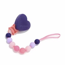 Chewbeads Baby Girl Pacifier Clip Silicone Safe Heart - It's not a teether!