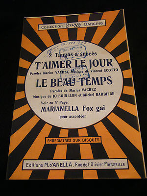 Partition T'aimer le jour Scotto Le beau temps Bouillon Barriere Musiknoten