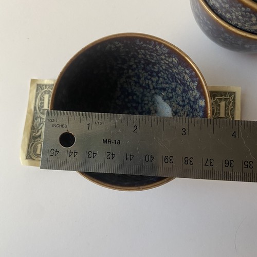 TEAVANA Teapot w/Wicker Handle & 4 Cups Porcelain Beautiful Glossy Blue Glazing - Picture 9 of 12