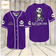 Halloween Jack Skellington PURPLE 3D Baseball Jersey Shirt HALLOWEEN GIFT