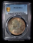 PCGS MS64 1887 Morgan Dollar - toned both side