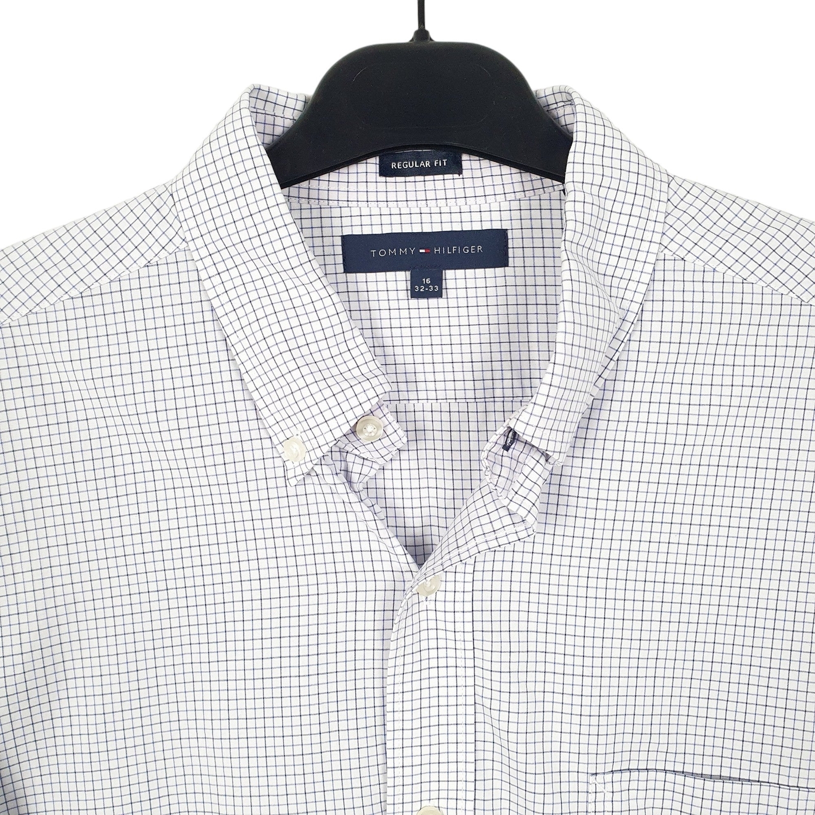 TOMMY HILFIGER White Check Shirt Long Sleeve Casual Mens L image 2