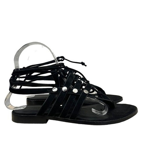 Rebecca Minkoff Evonne Black Suede Strappy Thong Sandals 7