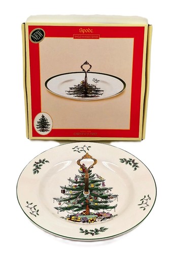 NIB! 2009 Spode Christmas Tree Single Handled 10 ½” Server Tidbit Tray Platter - Picture 2 of 8