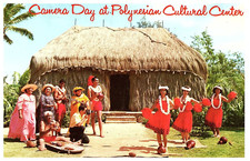Tarjeta Postal De Hula Dancers Hale House Centro Cultural Polinesio Hawái 1969