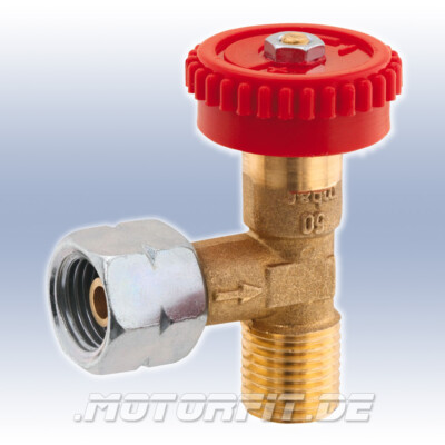 GOK Regulierventil 90° G 1/4 LH-ÜM X G 1/4 LH-KN mit Absperreinrichtung