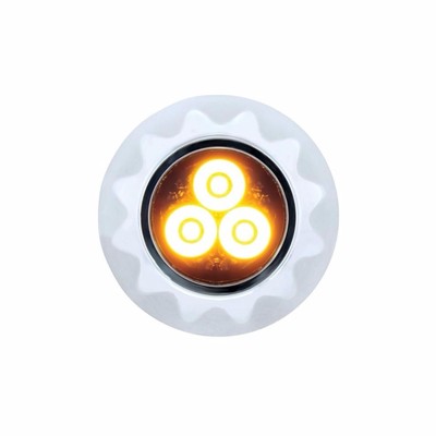 3 High Power Amber LED Mini Warning Light 12 Flash Pattern - Clear Lens