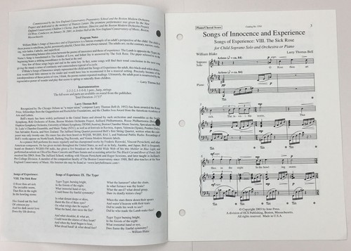 Songs of Innocence and Experience SSA Childrens Chorus Piano Sheet Music ECS Pub - Picture 9 of 12