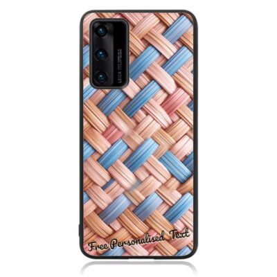 Personalised Text Back Case For Huawei Phone Series - Rattan Weave Print Pattern