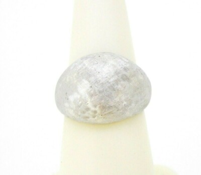 Ring 14k white gold solid DOME Florentine finish size 5 1/2