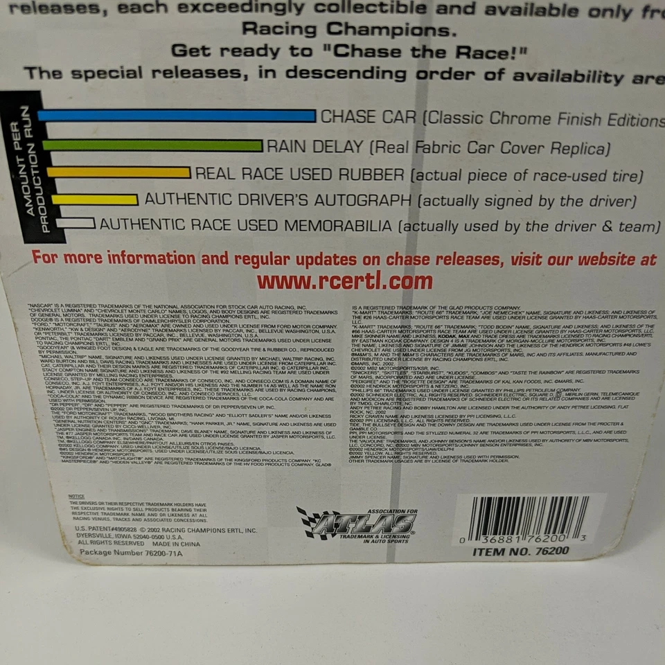 赛车冠军加拿大独家 2002 年 1: 64 沃德伯顿猫代托纳 500 冠军 — 第 4/4 张图片